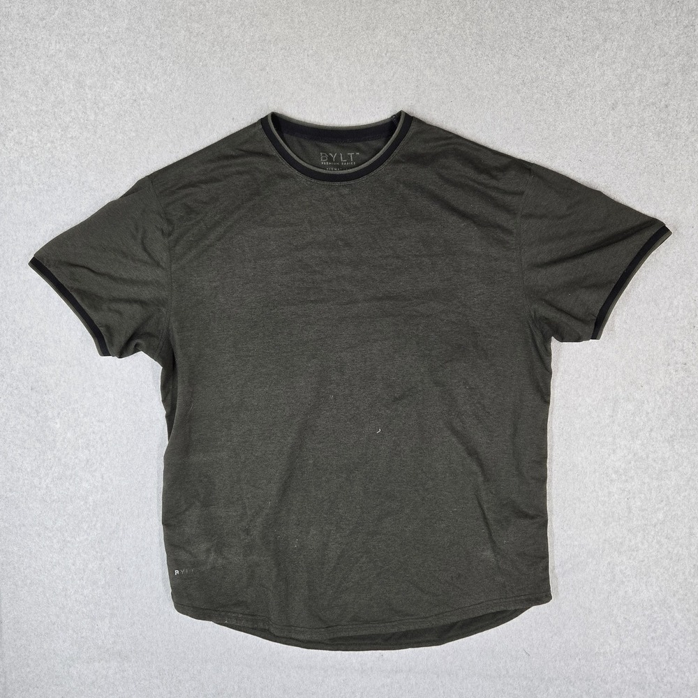 BYLT Men Shirt L Dark Green Signature Short Sleeve